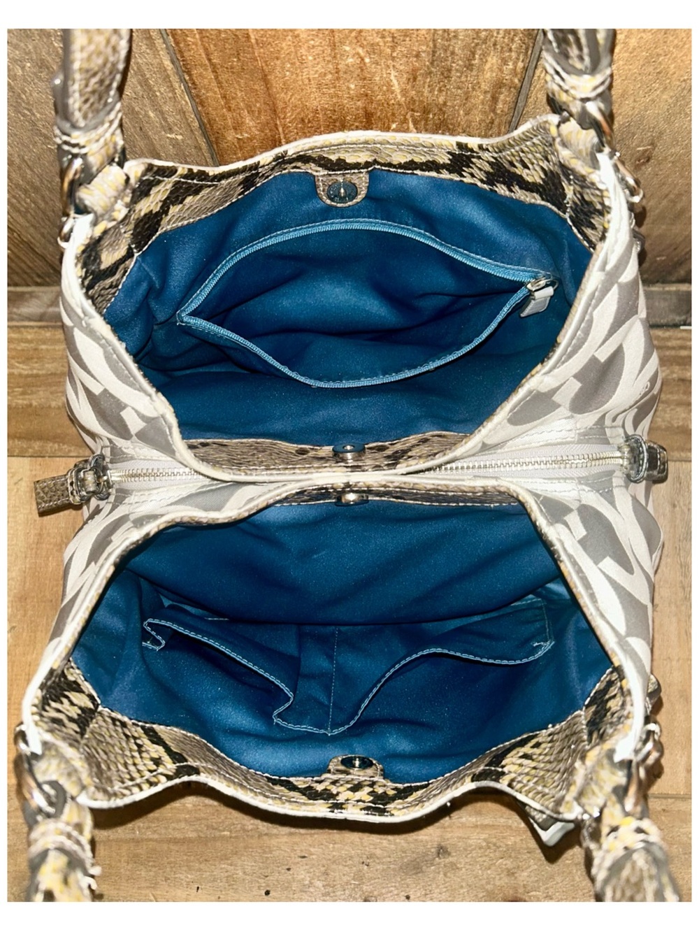 Coach. 4 Piece: Maggie Op Art Shoulder Bag with Free Watch, Wristlet & Dust Bag. - Picture 8 of 16